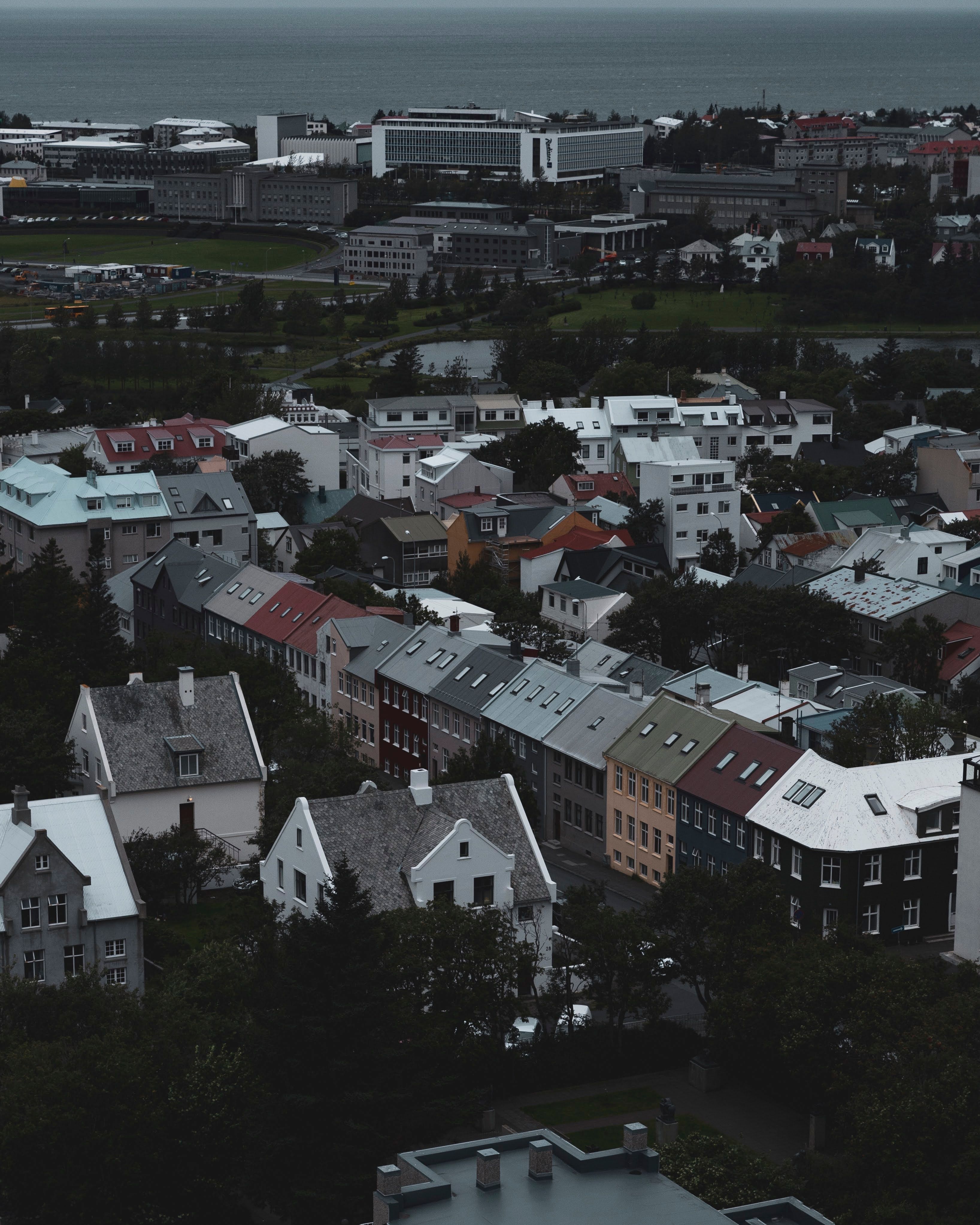 Reykjavík beneath a shifting northern sky